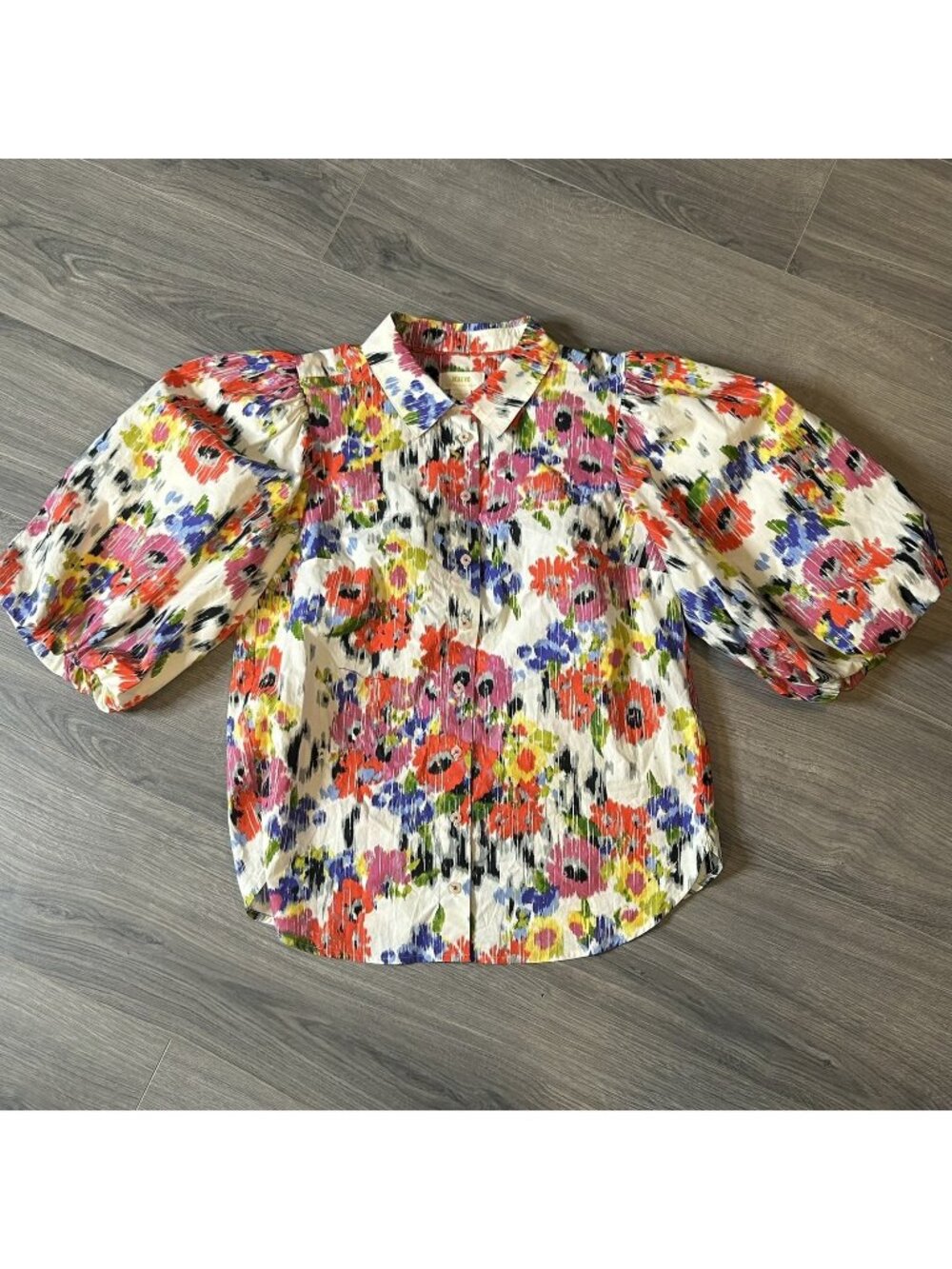 Maeve Blouse Womens M Multicolor Floral Balloon Sleeve Button Top Anthropologie